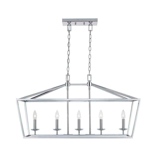Home Decorators Weyburn 36" 5-Light Polished Chrome Farmhouse Linear Chandelier