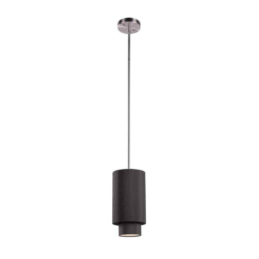 Bel Air Lighting Schiffer 1-Light Brushed Nickel Mini Pendant with Black Shade