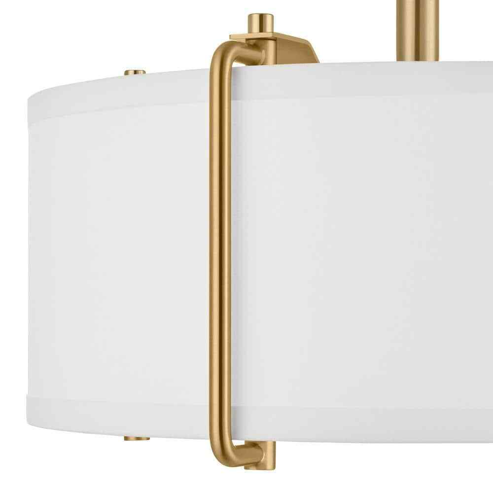 Home Decorators Brookley Brushed Gold Semi-Flush Mount w/ White Fabric Shade