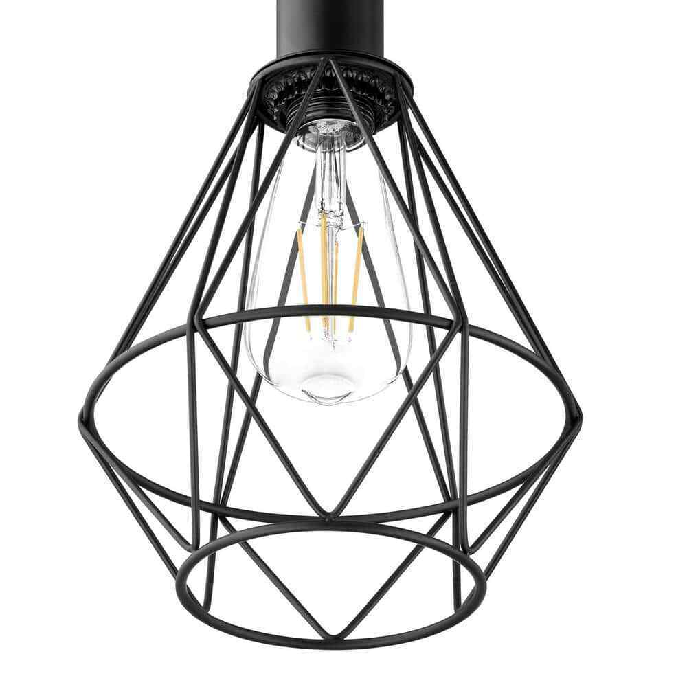 Hampton Bay Winfield 69 in. 3-Light Black Floor Lamp with Metal Shades