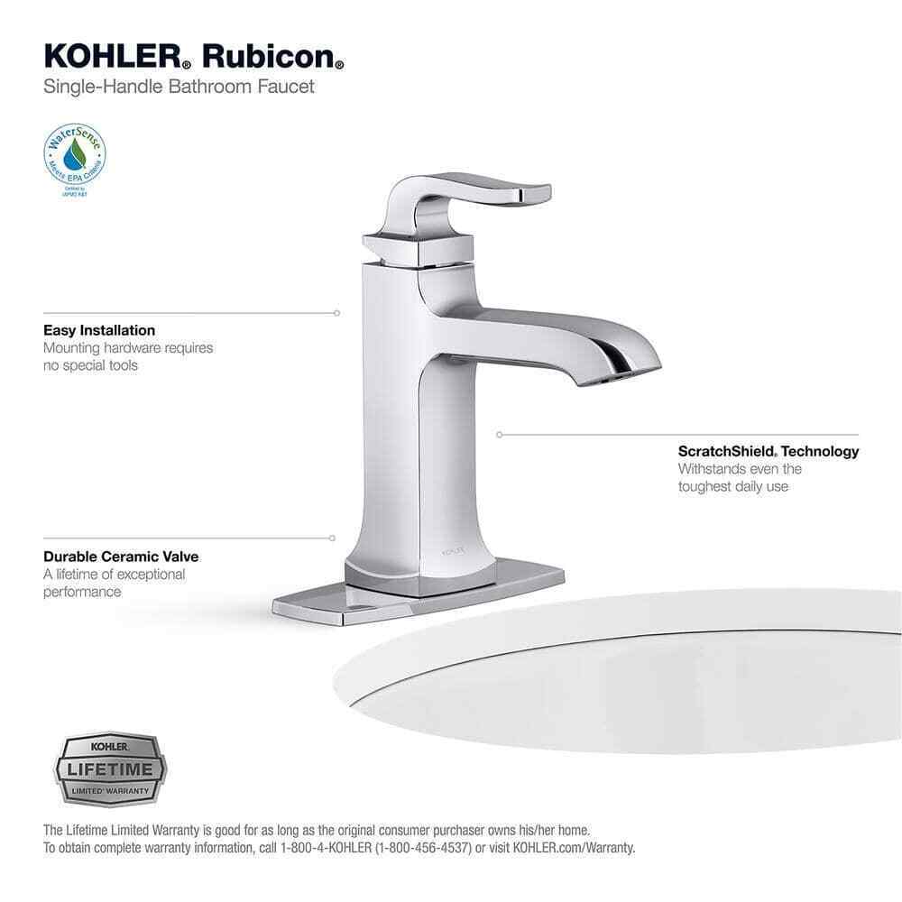 KOHLER Rubicon Single Hole Single Handle Bathroom Faucet in Polished Chrome