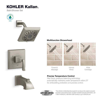 KOHLER Kallan Rite-Temp Tub and Shower Faucet inBrushed Nickel Valve Included