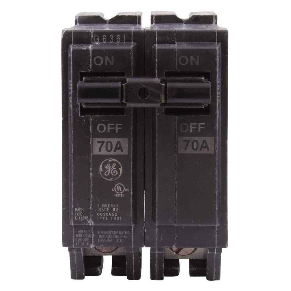 GE THQL2170P Double Pole Circuit Breaker, 70 Amp, 120/240V