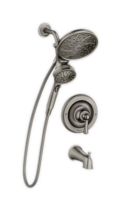 MOEN Brecklyn Single-Handle 6-Spray Tub Shower Faucet Brushed Nickel w/ Valve