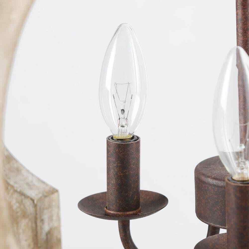 LNC Farmhouse Rustic Bronze Wood Chandelier 16 in. 3-Light Candlestick Pendant