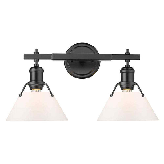Golden Lighting Orwell 4.875 in. 2-Light Matte Black Vanity Light