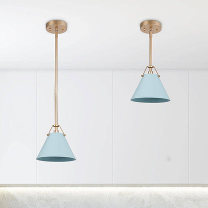 LNC Modern Grey Blue Island Pendant Light w/ Linear Gold Downrod