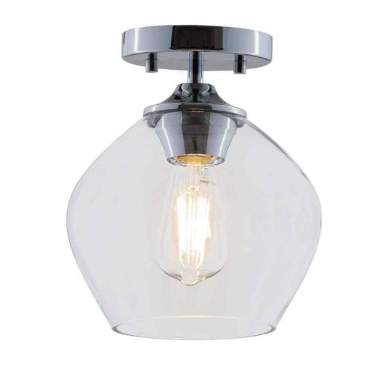 STANFORD LIGHTING Ancona 1-Light Chrome Semi-Flush Mount with Clear Glass