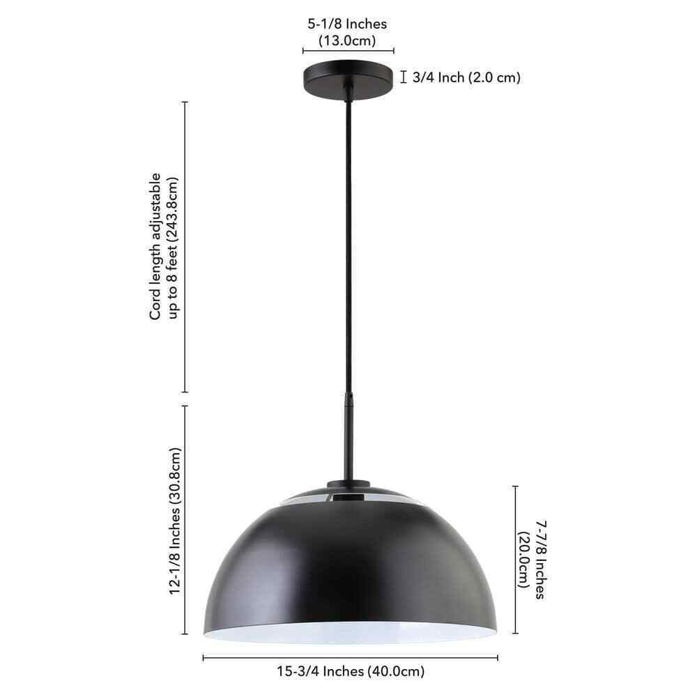 Meyer&Cross Jordyn 16 in. 1-Light Modern Matte Black Pendant with Metal Shade