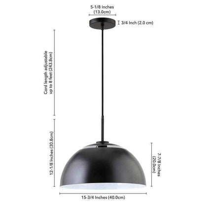 Meyer&Cross Jordyn 16 in. 1-Light Modern Matte Black Pendant with Metal Shade