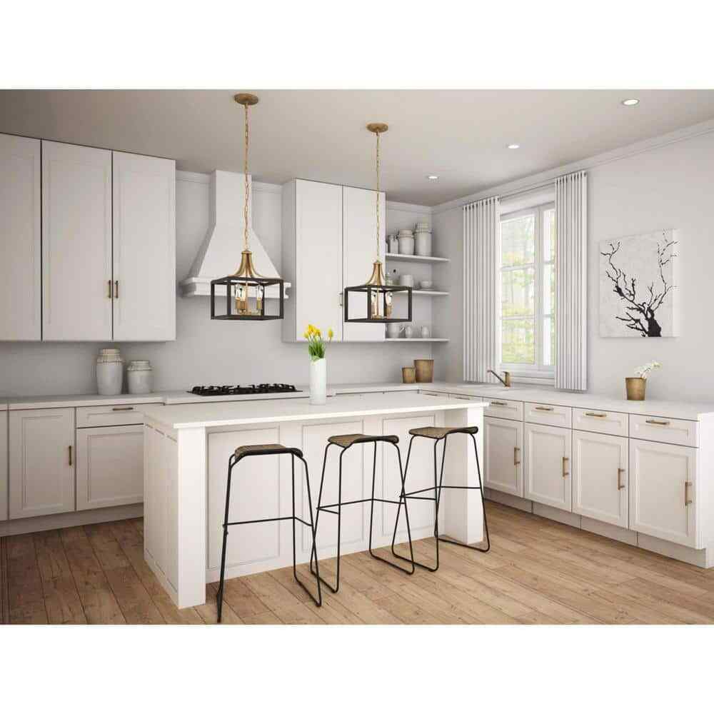 Hampton Bay Boswell Quarter Gold Farmhouse Chandelier w/ Wood Accents