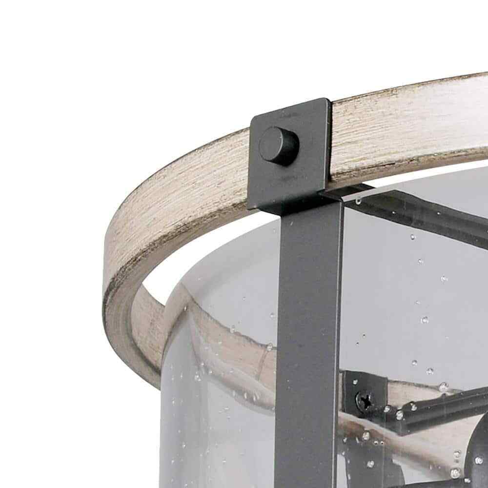 Hampton Bay Richland 2-Light Grey Wood Finish Flush Mount with Clear Seedy Glass