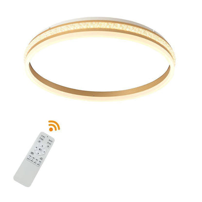 OUKANING 19.68 in. Gold Modern Round Flush Mount Dimmable LED Ceiling Light