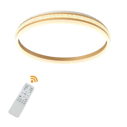 OUKANING 19.68 in. Gold Modern Round Flush Mount Dimmable LED Ceiling Light