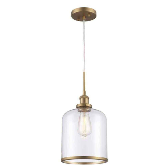 Bel Air Lighting Dorina 1-Light Antique Gold Mason Jar Hanging Pendant Light