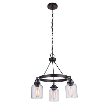 CRAFTMADE Foxwood 3-Light Clear Glass Chandelier for Kitchen Dining Room Foyer