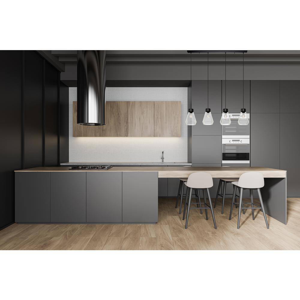 Eglo Montey 43.75 in. W x 72 in. H 4-Light Black Linear Pendant Light with Glass