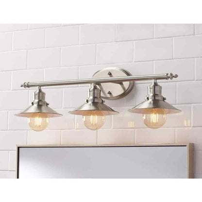 Home Decorators Glenhurst 25 in. 3-Light Brushed Nickel Bathroom Vanity Light