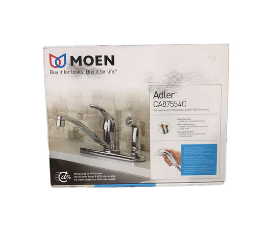 MOEN Adler Single- Handle Low Arc Kitchen Faucet in Chrome w/ in Deck Side Spray