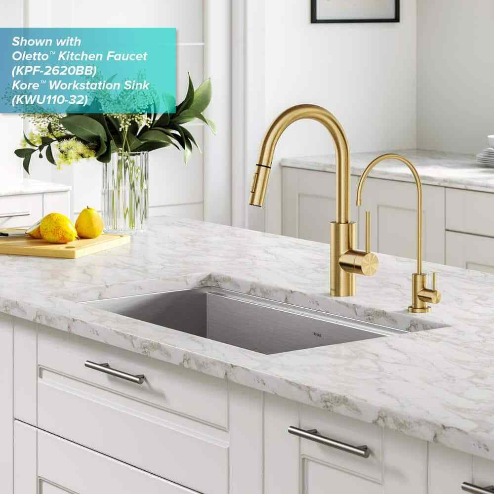 KRAUS Purita Single Handle 100% Lead-Free Beverage Faucet in Brushed Brass