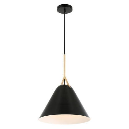 Light Society Kalix 14 in. 1-Light Black Pendant with Metal Shade LS-C402-BK