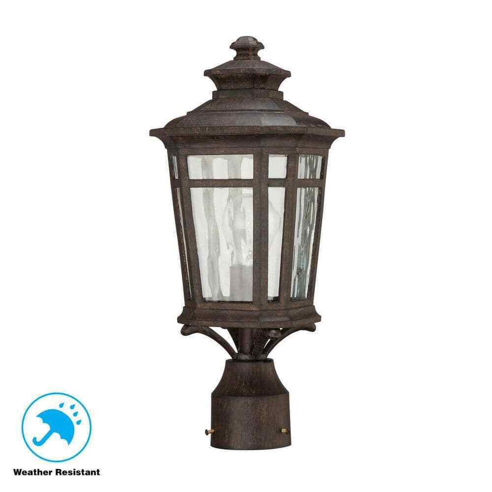 Home Decorators Waterton 1-Light Outdoor Dark Ridge Bronze Post Mount Lantern