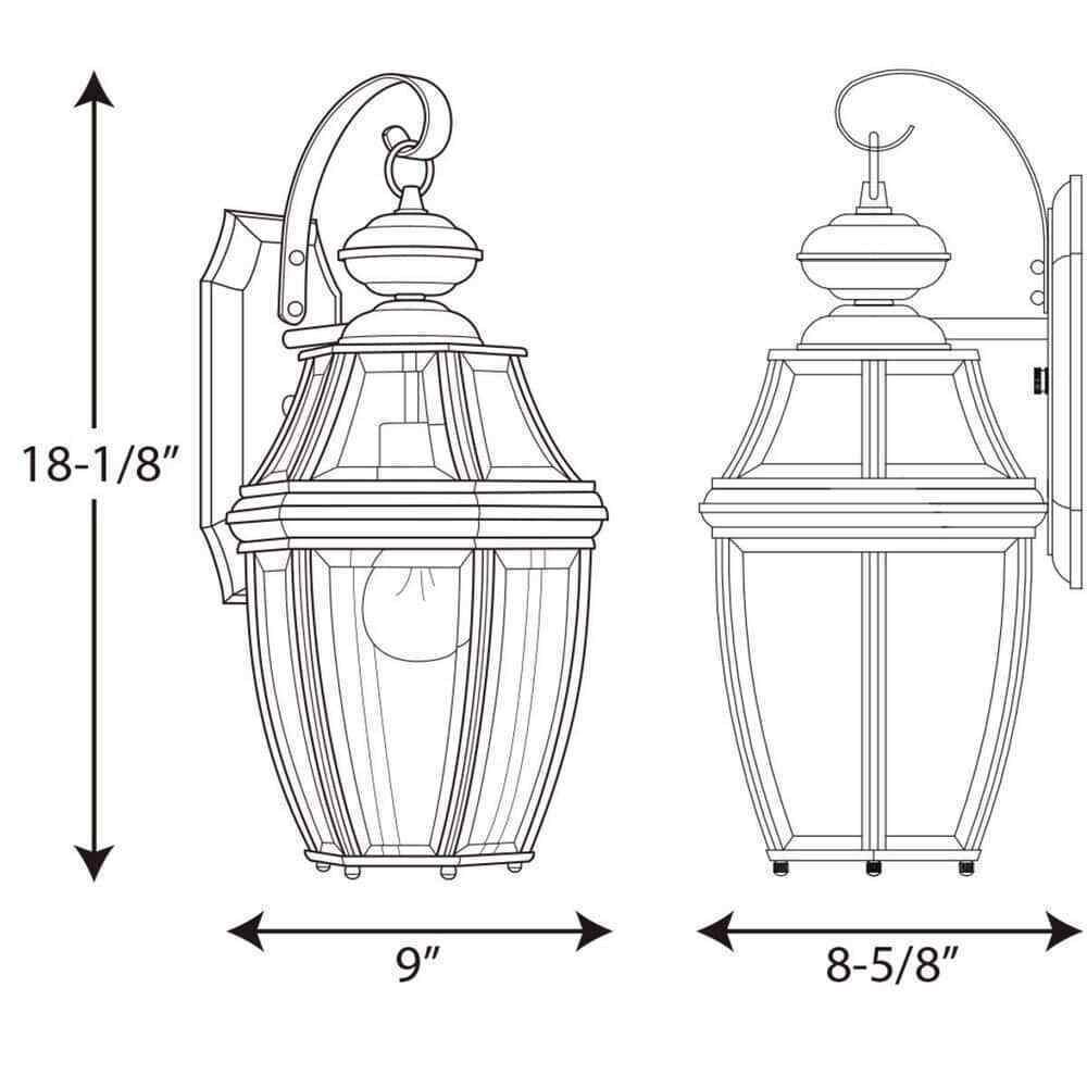 Progress Lighting New Haven Textured Black Clear Beveled Glass Wall Light