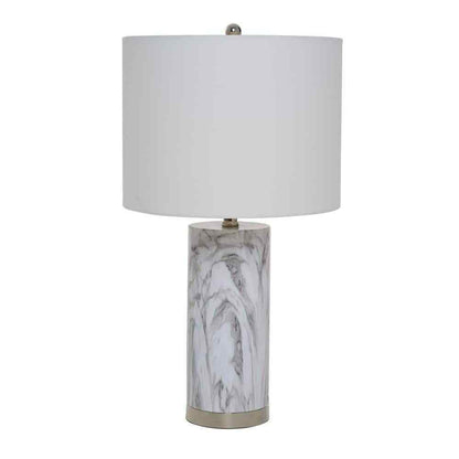 Cresswell 24.5 in. Faux Marble Table Lamp with White Shade