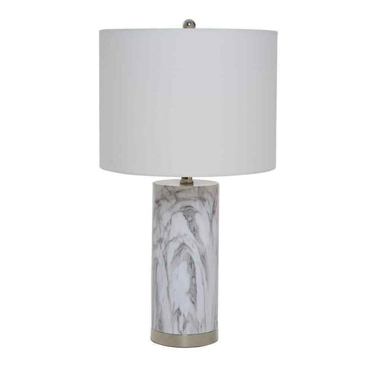 Cresswell 24.5 in. Faux Marble Table Lamp with White Shade