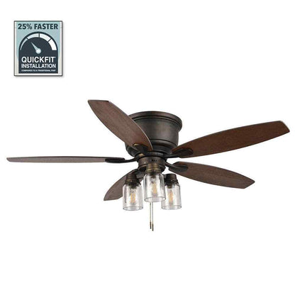 Hampton Bay Stoneridge 52 in. Indoor/Outdoor LED Bronze Ceiling Fan w Light Kit