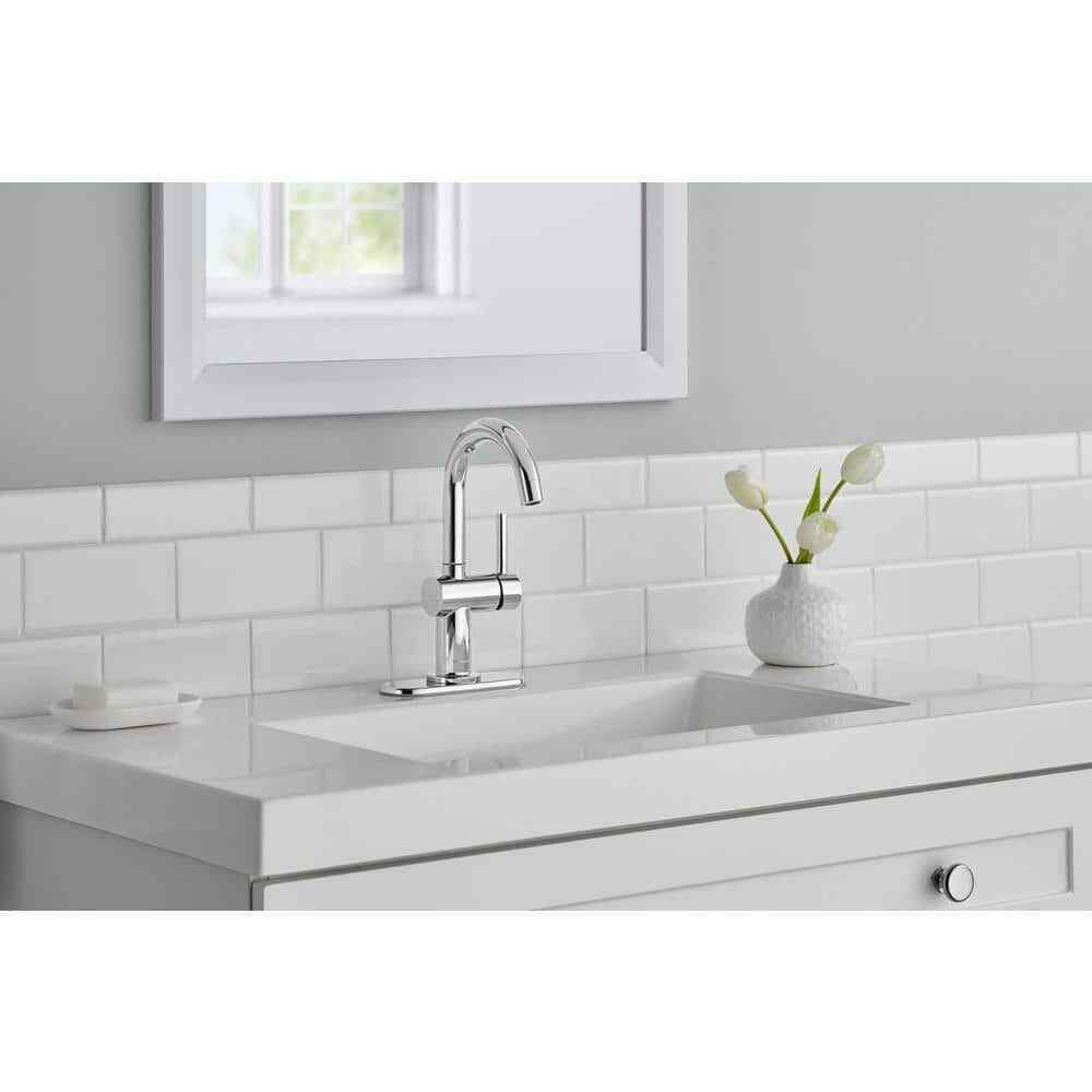 Glacier Bay Dorind Single Hole Single-Handle Deck Mount High-Arc Bathroom Faucet