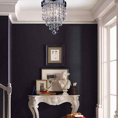 Merra 8.7 in. 3-Light Chrome Flush Mount��Chandelier��Light with K9 Crystals