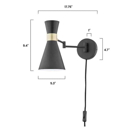 Light Society Beaker Plug-In Black Wall Sconce