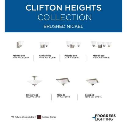 Progress Lighting Clifton Heights Collection 2-Light Brushed Nickel Vanity Light