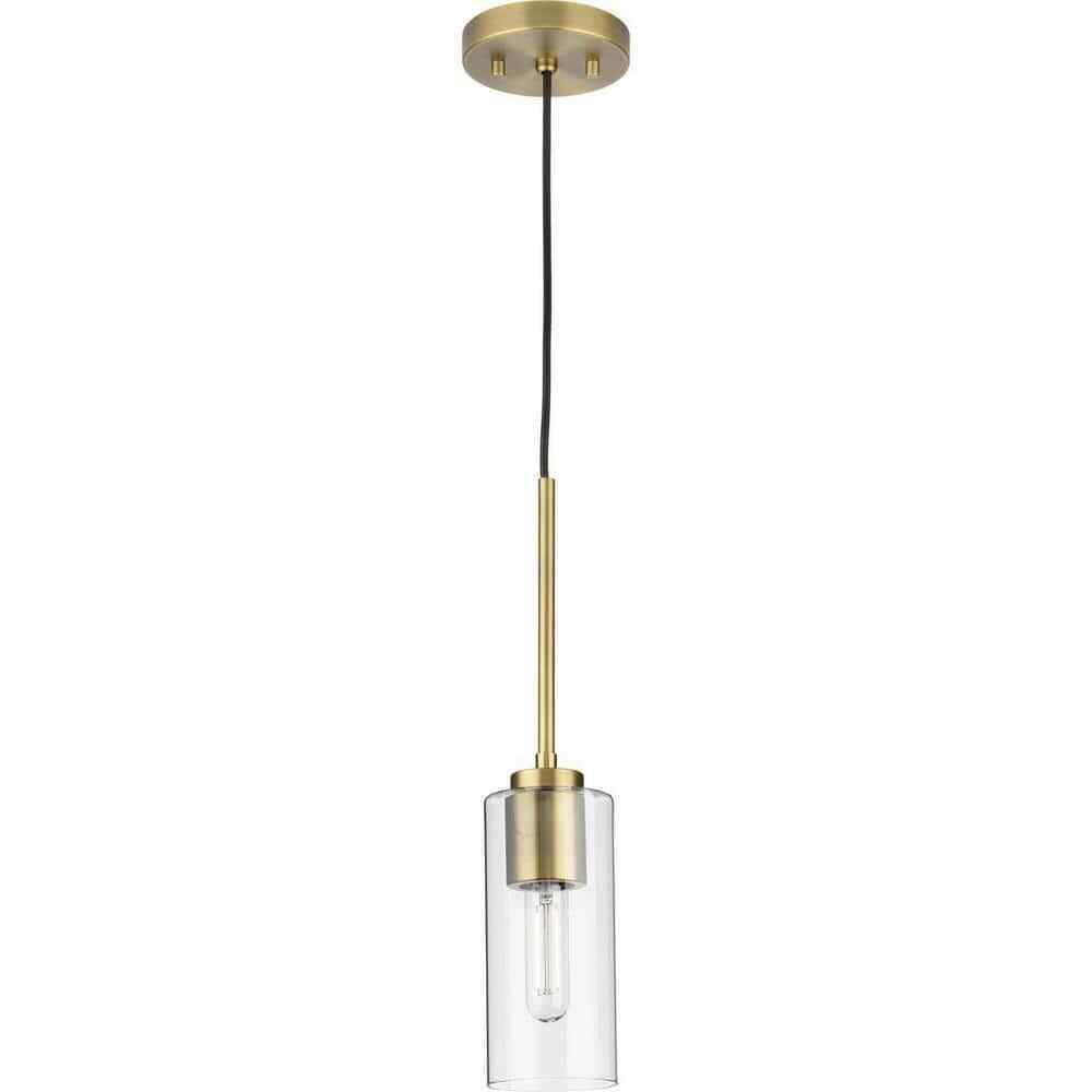 Progress Lighting Cofield 4 in. 1-Light Vintage Brass Transitional Pendant
