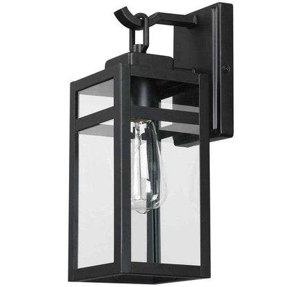 Pia Ricco Outdoor Wall Light 1-Light Black Exterior Wall Sconce Light Fixture