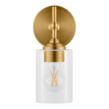 Home Decorators Ayelen 1-Light Matte Brass Clear Glass Indoor Wall Sconce