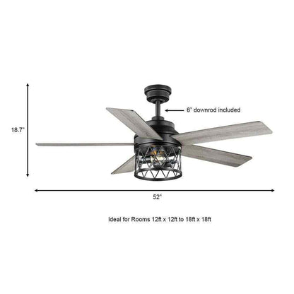 Hampton Bay North Grove 52 in. Indoor LED Matte Black Dry Rated Ceiling Fan