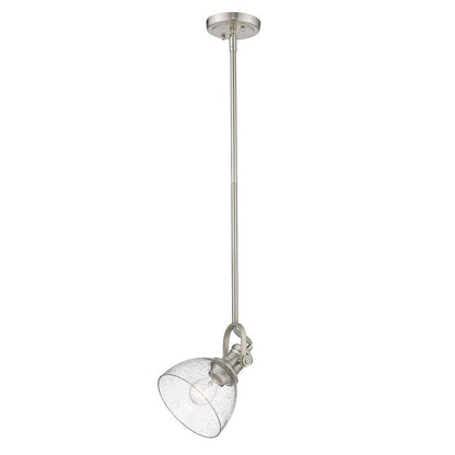 Golden Lighting Hines 1-Light Pewter Mini Pendant with Seeded Glass