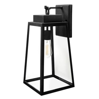 Hampton Bay Corbin Large 20 in. Modern Black Outdoor Tapered Wall Lantern Sconce