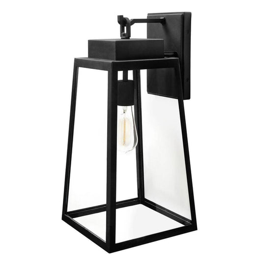Hampton Bay Corbin Large 20 in. Modern Black Outdoor Tapered Wall Lantern Sconce