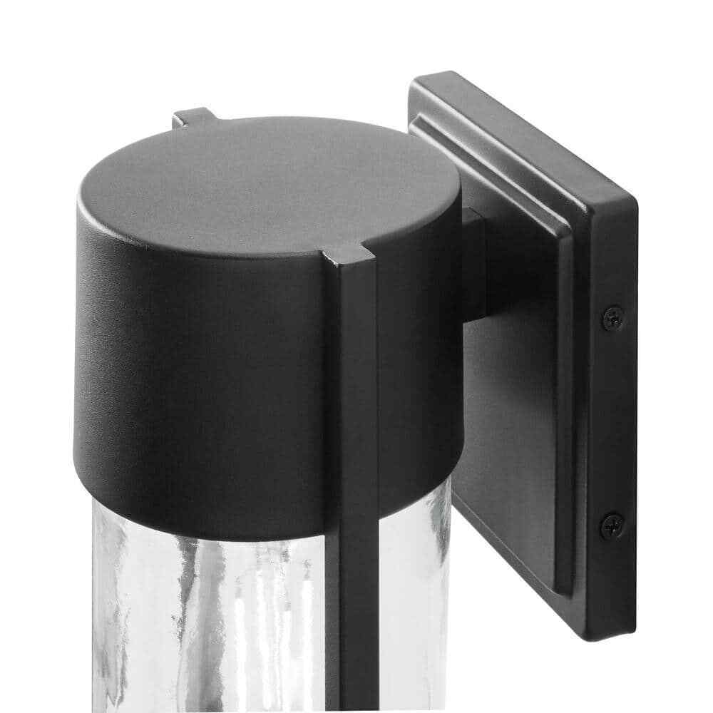 Hampton Bay Kempster 9.92 in. Modern Matte Black Outdoor Wall Cylinder Light