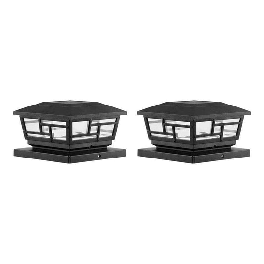 Hampton Bay 3.5 in. x 3.5 in. Black Outdoor Solar Post Cap Light 2-Pack