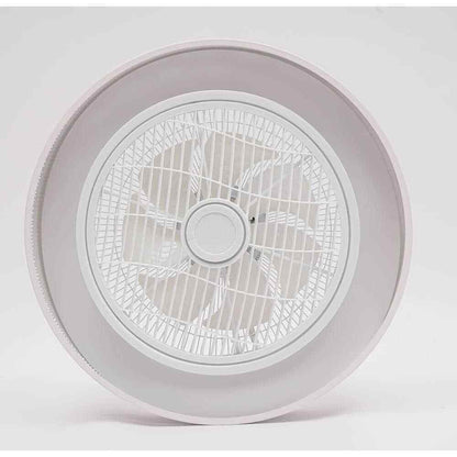 OUKANING 22 in. Modern Integrated LED White Round Semi Flush Mount Ceiling Fan