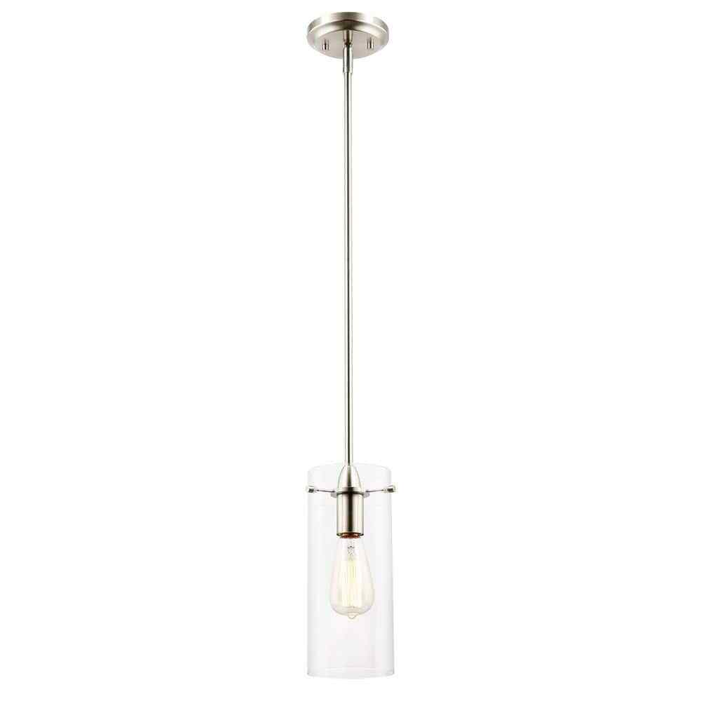 Light Society Montreal 1-Light Clear/Satin Nickel Pendant with Glass Shade