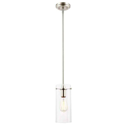 Light Society Montreal 1-Light Clear/Satin Nickel Pendant with Glass Shade