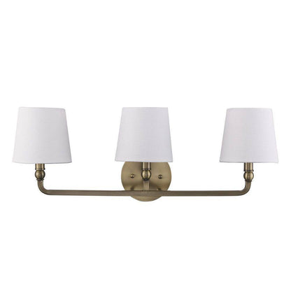 Hampton Bay Canterwood Brass Bathroom Vanity Light Fixture w/ Fabric Shades