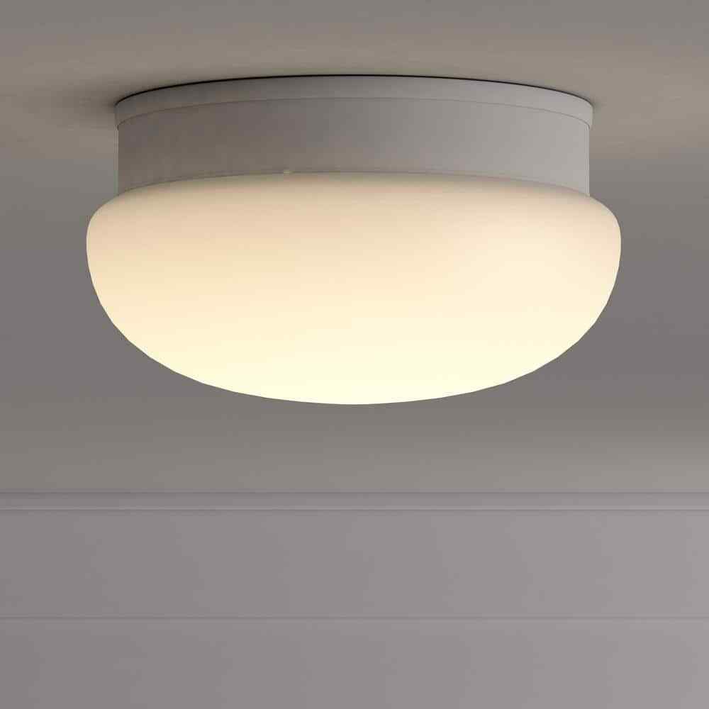 Progress Lighting 2-Light White Flush Mount with White Glass