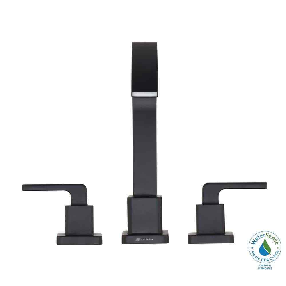 Glacier Bay Farrington 8 in. Widespread High-Arc Bathroom Faucet in Matte Black