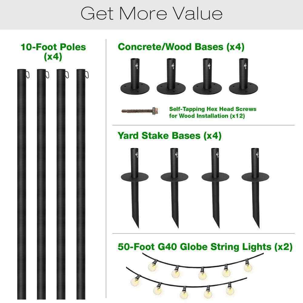 EXCELLO GLOBAL PRODUCTS Outdoor 100 ft. Plug-in Globe Bulb String Light